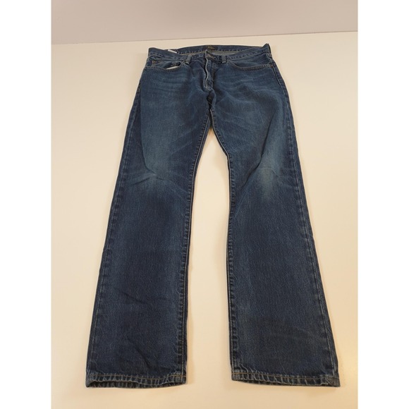 Polo Ralph Lauren Jeans Mens 32x34 Blue Denim Hampton Relaxed Straight Zip Fly - Picture 1 of 15